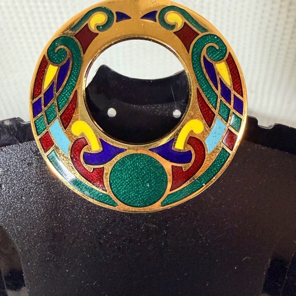 Vintage Tara Ware Gold-Tone Colorful Enamel Celtic Brooch